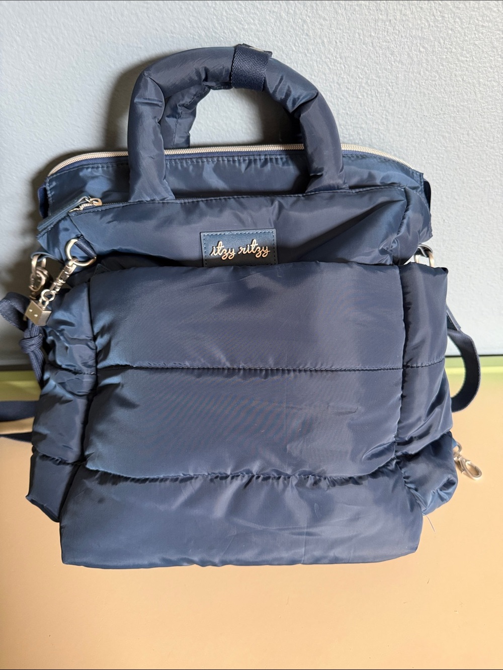 Itzy Ritzy Navy convertible Puffer Backpack diaper bag